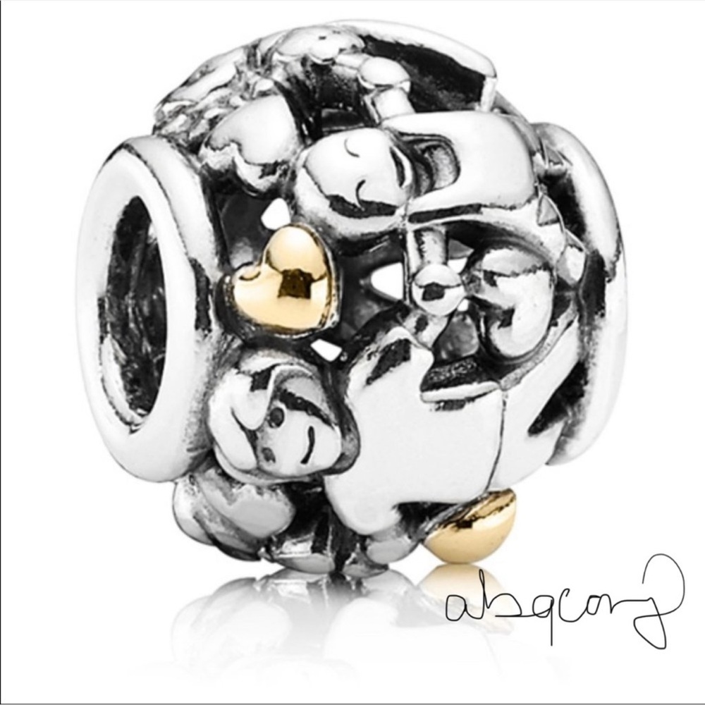 Pandora 791040 Sterling Silver & 14k Yellow Gold Family Forever Charm EUC